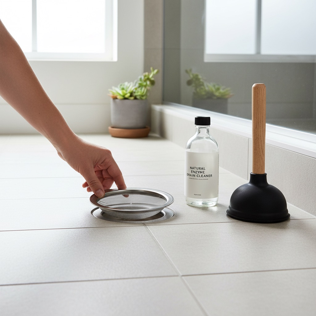 Drain screen and maintenance tools to prevent clogged drains
