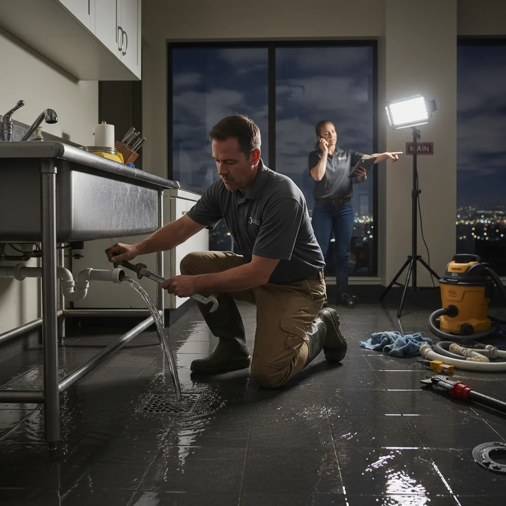 Plumber clearing a main sewer line blockage at a San Diego home.