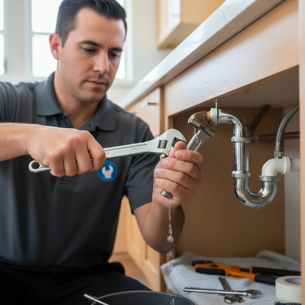 A plumber inspecting a cast iron drain line in an older west Chula Vista home