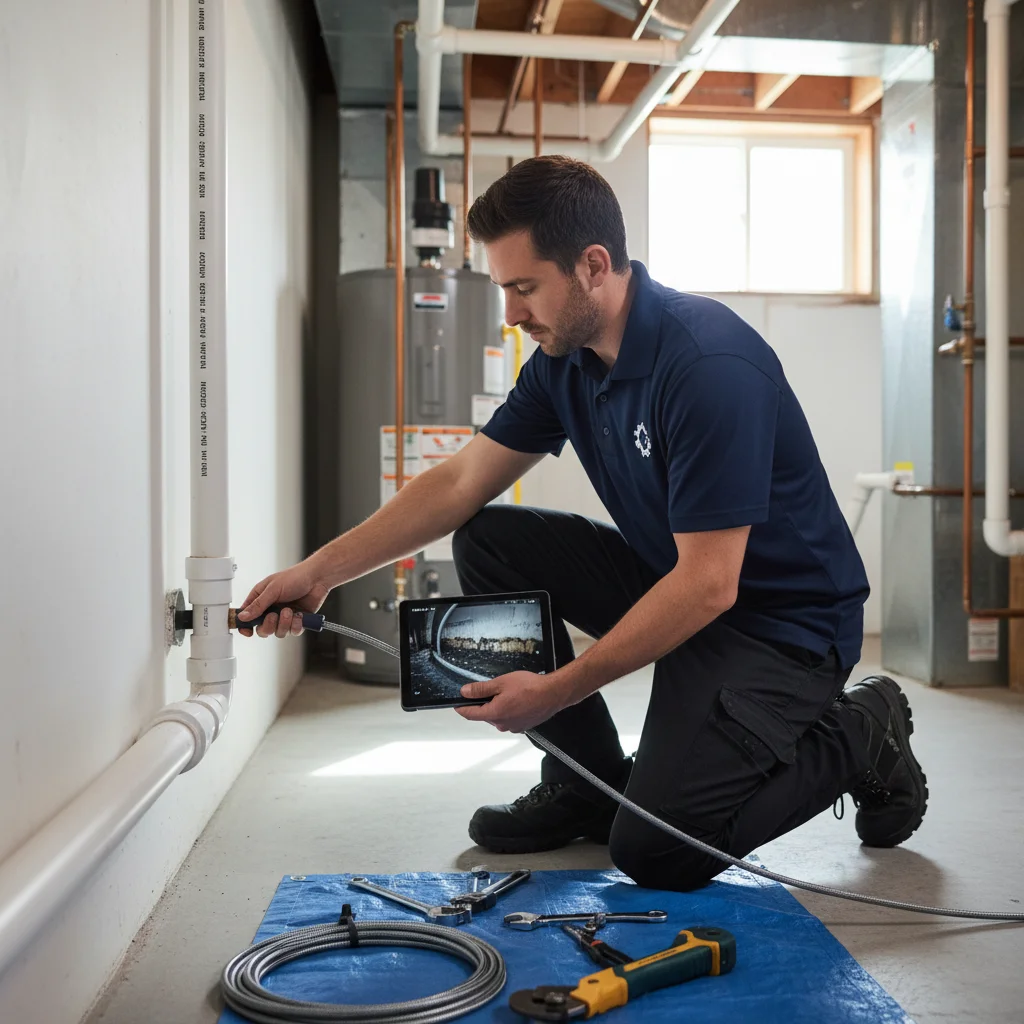 San Diego homeowner inspecting toilet tank parts for repair