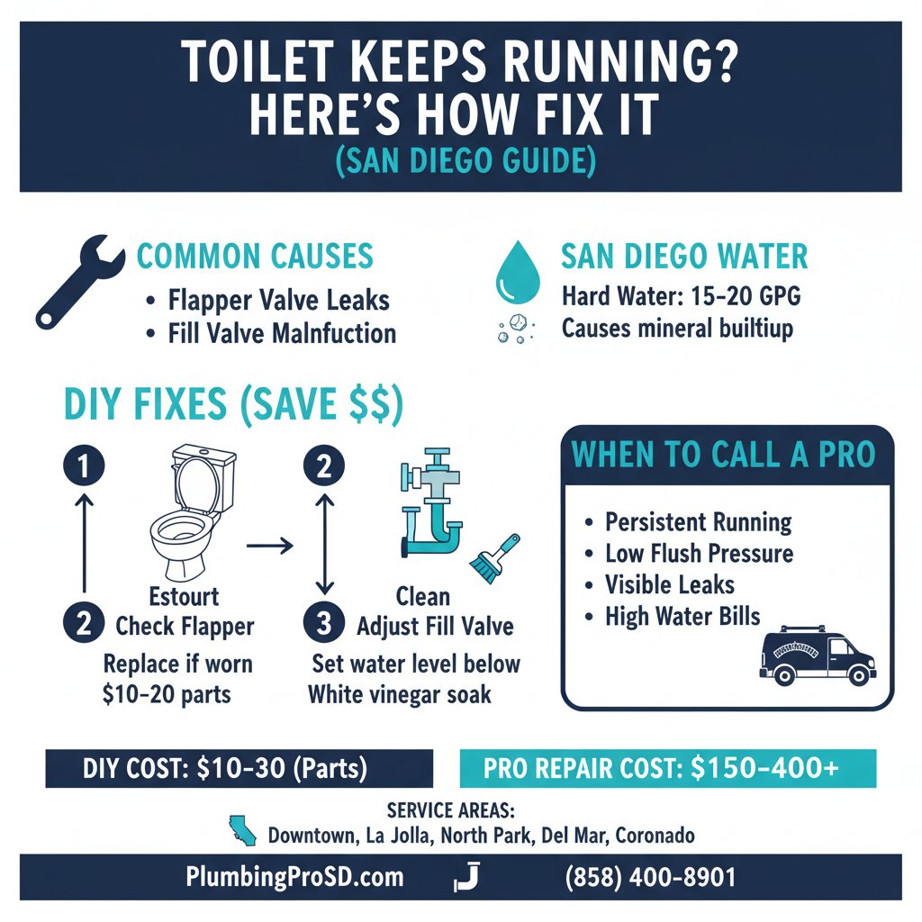 Infographic: Toilet Keeps Running? Here's How to Fix It (San Diego Guide) — key facts and costs for San Diego homeowners