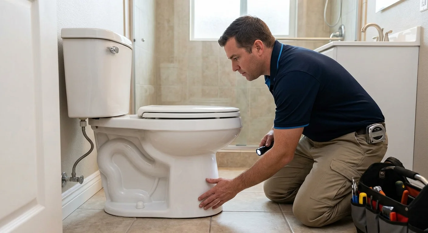 Residential toilet with a small gap along one side of its base