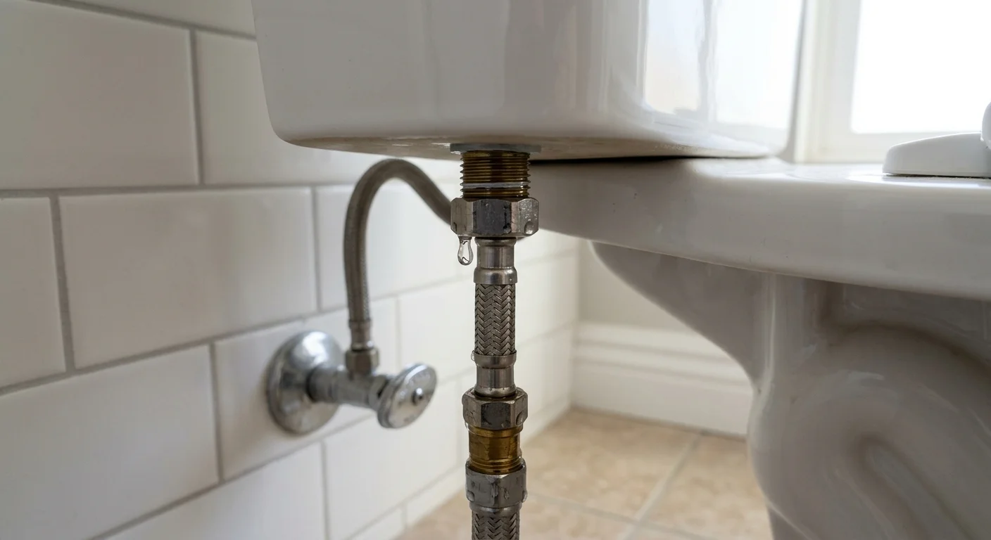 Braided toilet supply line dripping near its connection